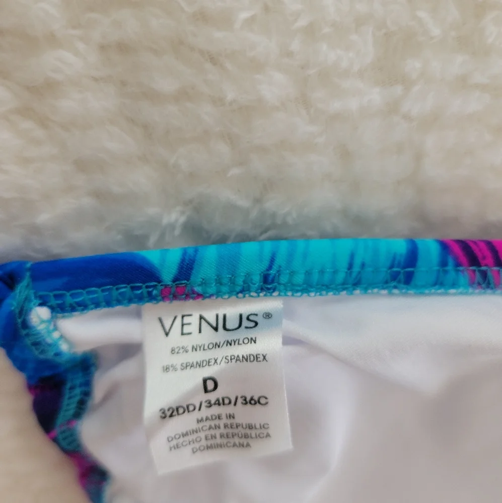 VENUS Blue & Pink Tropical Print Triangle Bikini